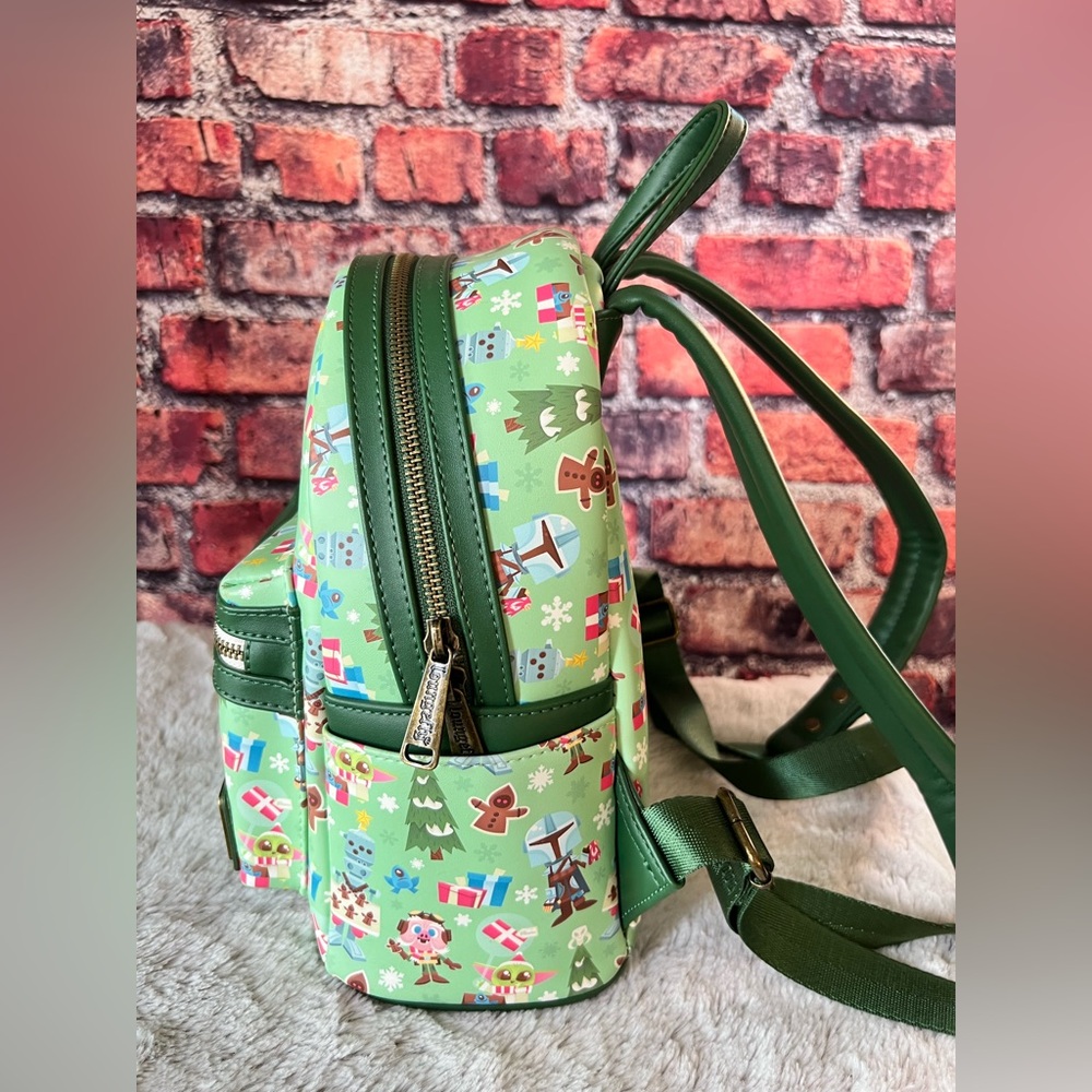Loungefly Star Wars The Mandalorian Chibi Holidays Mini Backpack - Picture 3 of 5